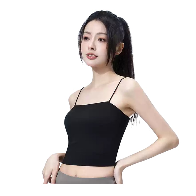 [중국 직송] 목순 예쁜 등 캐미솔 튜브탑 봄여름 속옷 가슴 패드 캐미솔 여성용 얇은 주름 캐미솔 조끼 검정 S컵 A70B70C65에 적합