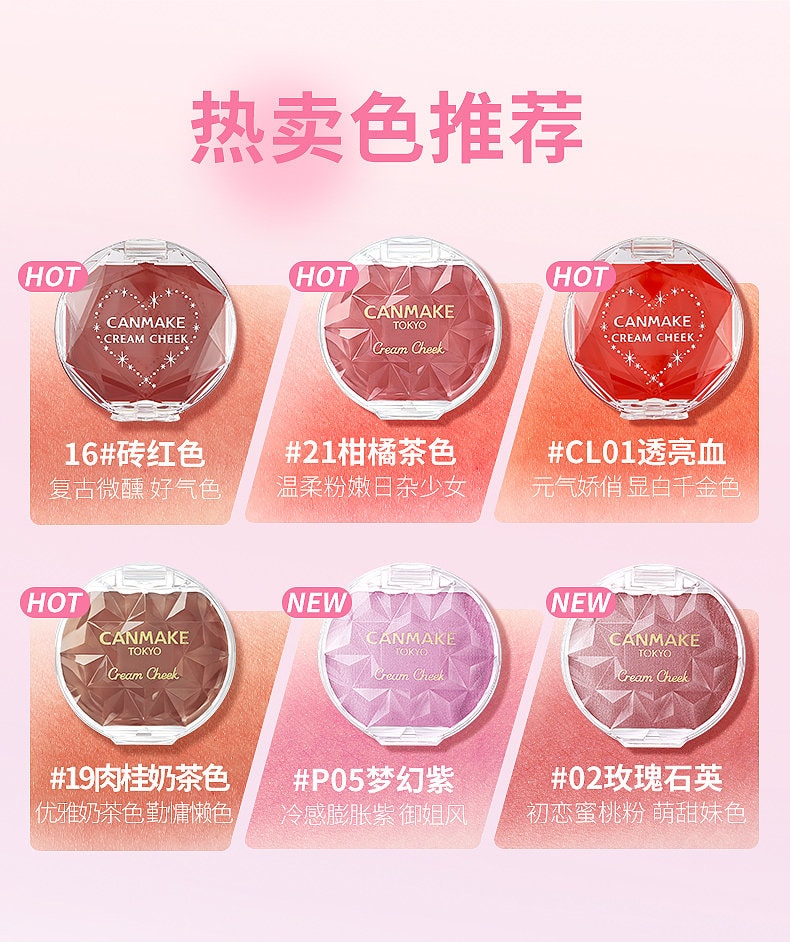 [Livraison directe du Japon] Japon CANMAKE Rouge à joues mono couleur naturel longue durée hydratant double usage lèvres et joues Kankame P05 Violet onirique 1 pièce
