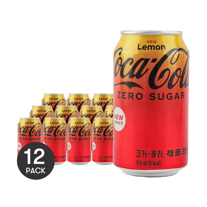 Coca Cola Zero 0 Sugar 0 Calories Lemon Flavor 12 fl oz*12【12 Packs】