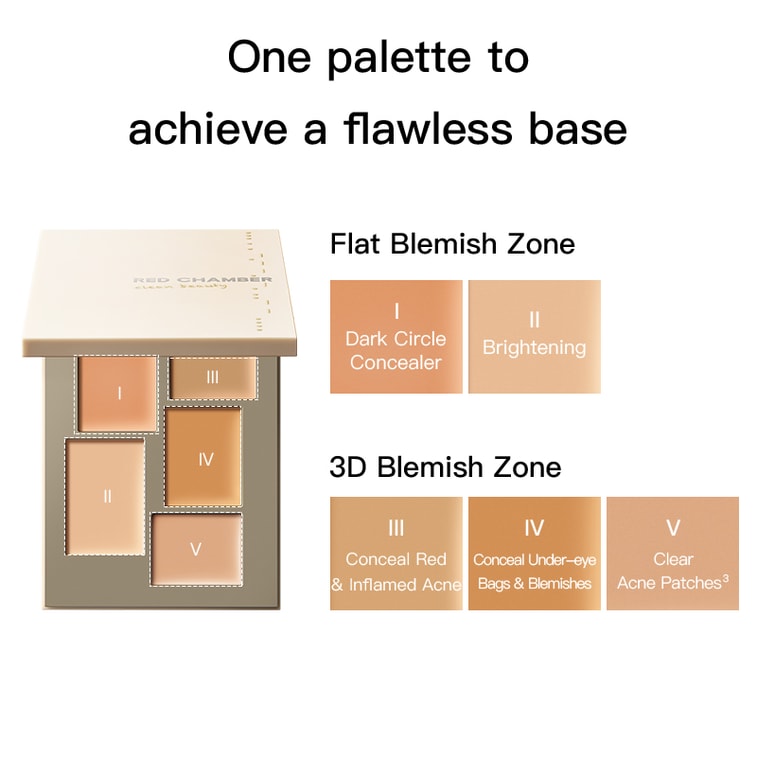 RED CHAMBER朱棧 RC 春樹系列勻跡遮瑕盤#CP400 5色遮瑕盤 修飾調與膚色 遮黑眼圈痘印斑點 3