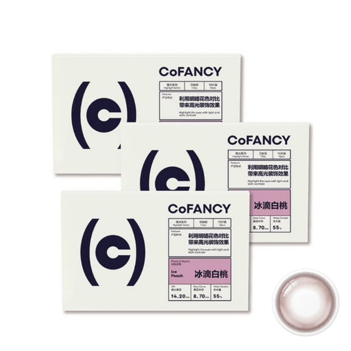【香港直邮】 可糖 CoFancy 高光系列 冰滴白桃 日抛 软性亲水接触镜 10片装✖️3 0
