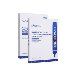 澳洲EAORON澳容 水光針透明酸膠原蛋白補水面膜 光感煥亮 緊實嫩白 10片 敏感肌肉可用【超值兩盒】