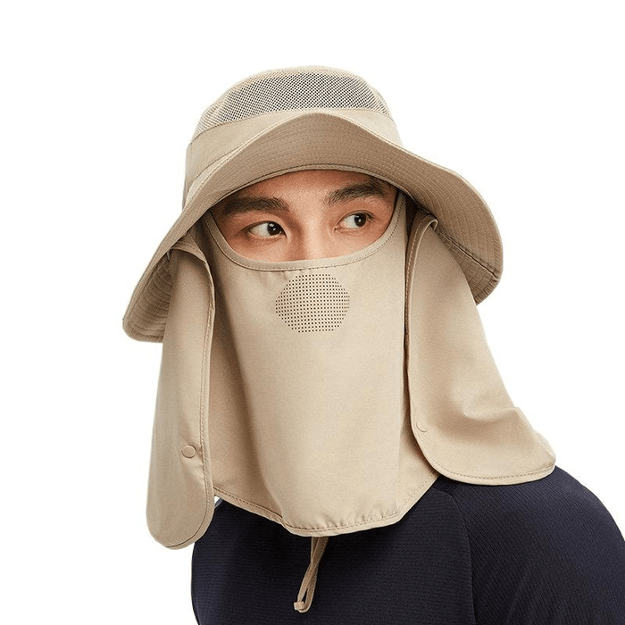 Full Range Sunshade Face Kini Mask Adjustable Head Surrounding Rock Sand Brown 62cm*1 Piece