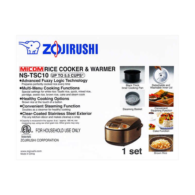 Micom Rice Cooker Warmer with Steaming Basket 1L, 5.5 Cups, NS-TSC10, 120 Volts 17