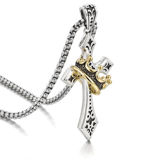 Delightful Premium Crown Cross Necklace 55cm x 5