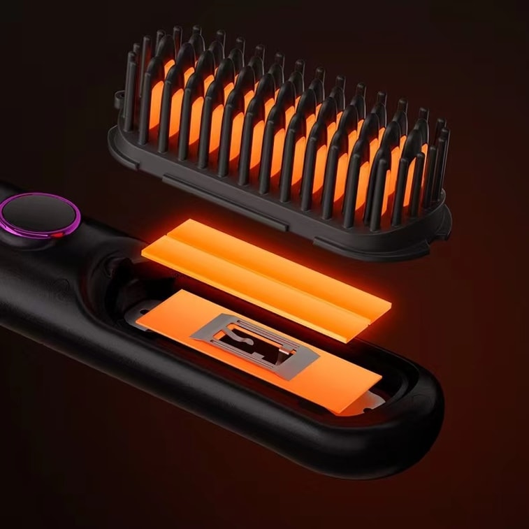 中国 HuiHao 液晶ディスプレイマイナスイオン縮毛矯正ワイヤレス縮毛矯正コーム黒 1 個 6