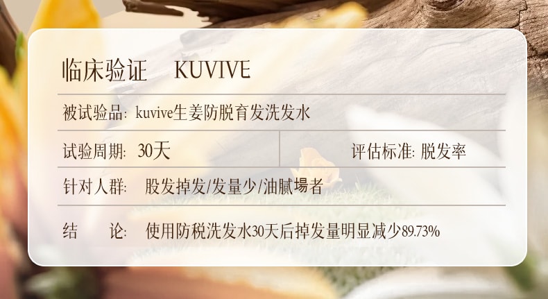【中国直邮】 新加坡 Kuvive 防脱洗发水 长发育发控油蓬松去屑咖啡因生姜固发脱发洗头膏露 500ml/瓶