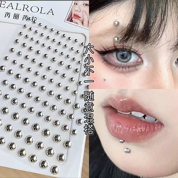 キューピッドの選択：ドリル不要のつけ眉スタッド（1シート、165個のビーズ）、穴なしのパーソナライズリップスタッド（ドリル不要）、長持ちアイメイクステッカー、フェイスステッカー、へそスタッド 3