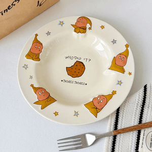 川岛屋 星星人 浮雕深盘子 陶瓷餐具 饼干款 8.25"