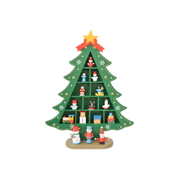 木质圣诞树摆件 镂空趣味组合立体挂件小人 2D 格子树29cm
