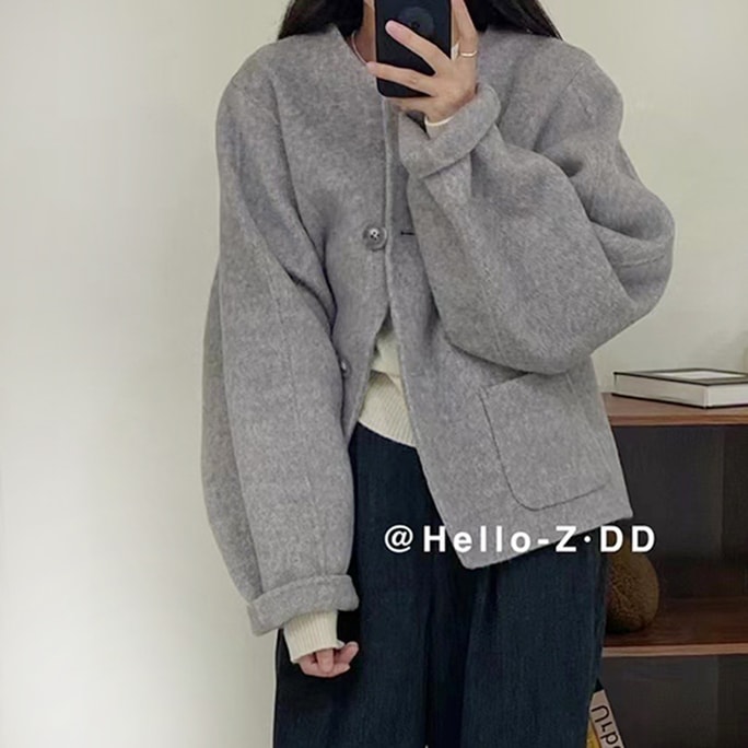 Wool Tencel Double Sided Wool Coat Light Grey M