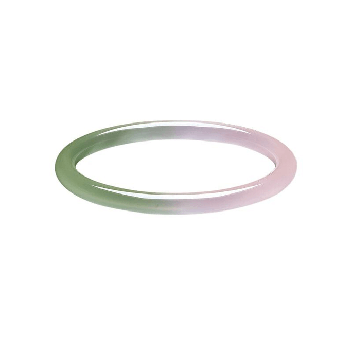 Zhou Liufu Spring Color Pink Green Chalcedony Bracelet Round Dingdang Bracelet 55mm*1piece