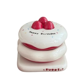 【中国直邮】 亲太太 草莓蛋糕立体陶瓷盘家用厨房客厅吐骨碟零食碟甜品盘子装饰摆件五件套