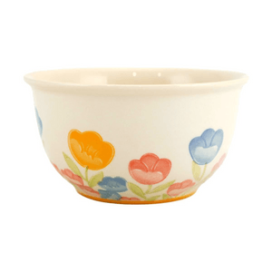 4.75 - Inch Bowl with Tulip Pattern, in Japanese - style Yellow Glaze,4.7*4.7*2.5in