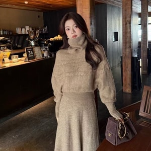 【カナダ直送】SCENARIO ウール混ニット 3点セット（フリーサイズ）全2色：カーキ