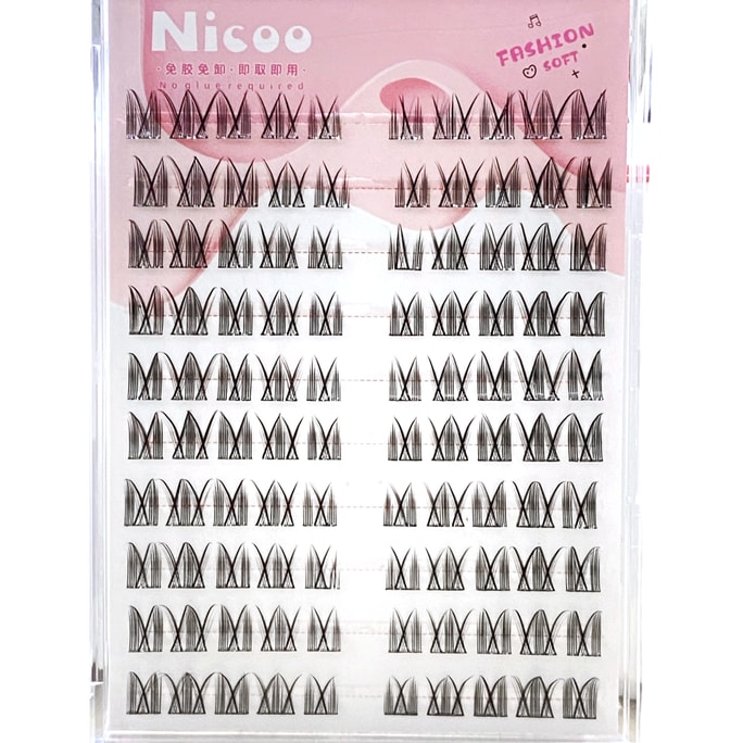 Nicole NICOO 中国製 10 列の韓国猫耳、つけまつげ、拡大目、接着剤不使用の自己接着剤、簡単に取り出して使用でき、専用の接着ストリップが付属しています。