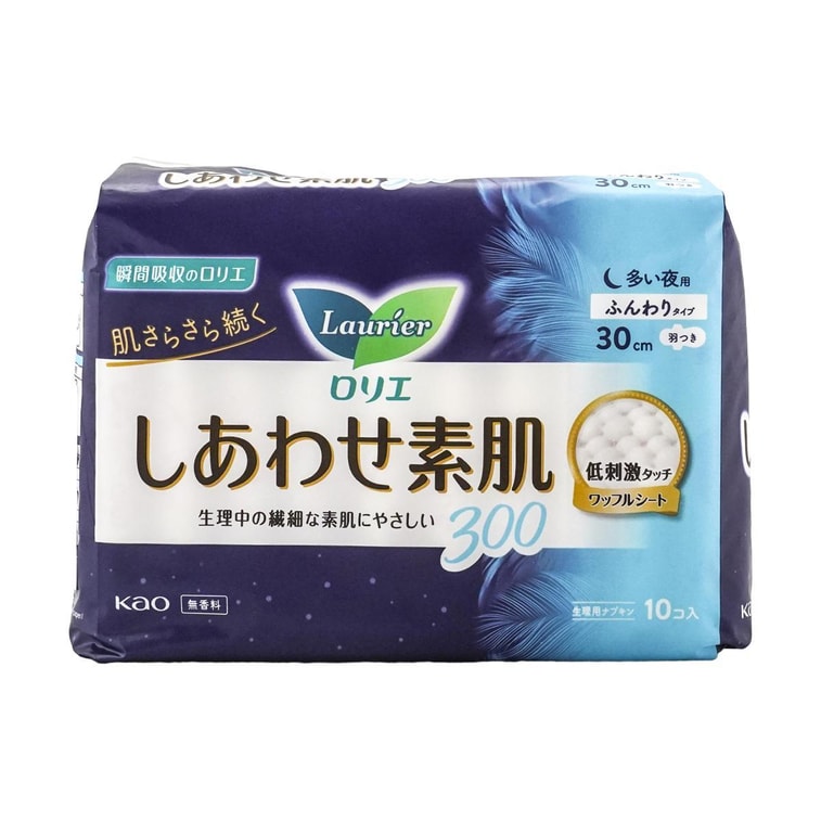 日本KAO花王 LAURIER乐而雅 F超柔软系列 超长量多棉柔卫生巾 温和无刺激 夜用300mm 10片入 9