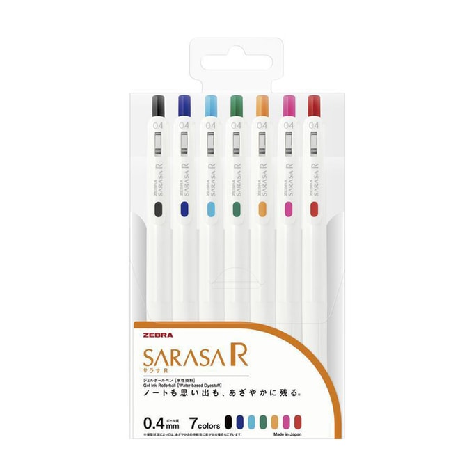 ZEBRA SARASA R 0.4mm Gel Ink Pen 7-color Set
