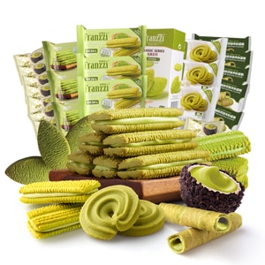 【中國直郵】 FRANZZI 法麗茲 招牌抹茶曲奇組合抹茶控最愛!曲奇巧克力味夾心餅乾 休閒零食美味下午茶 609g(散裝)【25件抹茶味大禮包】