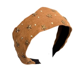 【中国直邮】 亲太太 气质星星点钻宽边发箍女高颅顶压发洗脸头箍2025新款百搭发卡头饰 一个装 咖色