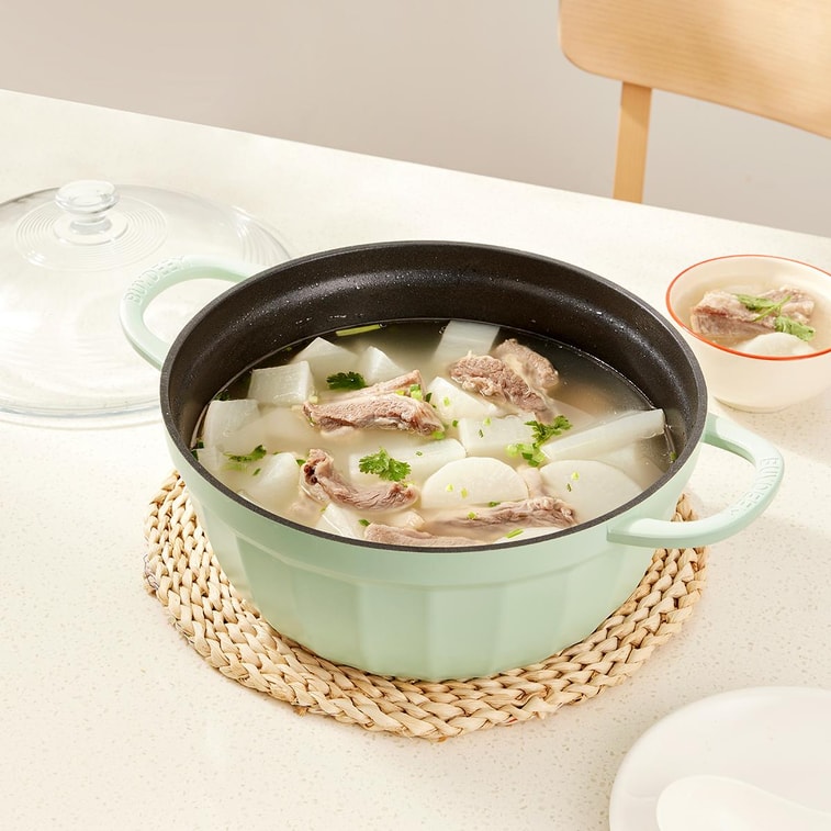 BUYDEEM Cast Aluminum Non-Stick Stockpot 4.7QT, 10.2 inch, Cozy Greenish 3
