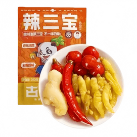 Sichuan Gushu Flavor Pickled Pepper Spicy Three Treasures is tangy, spicy and refreshing, with multiple uses of one ingredient. 250g per bag