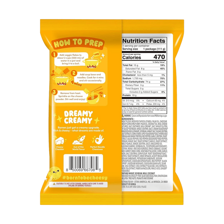 Cheesy Ramen - Cheddar Flavor, Non-Spicy Creamy & Savory Korean Instant Cheese Noodles ,3.92 oz*4 Pack 4