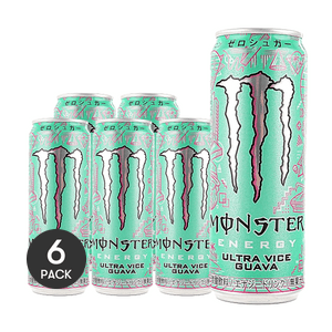 Monster Energy Ultra Vice Guava, Sugar Free Zero Calorie Energy Drink, 12.01 fl oz *6【6 Packs】