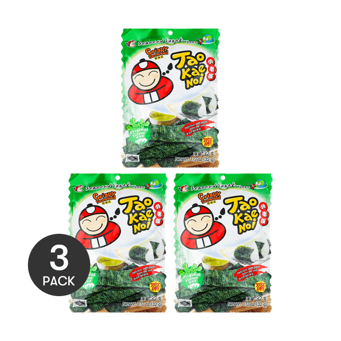 泰国小老板 大片脆海苔 即食紫菜零食 原味 32g  *3【3份超值装】【泰国国民零食】【包装随机发】