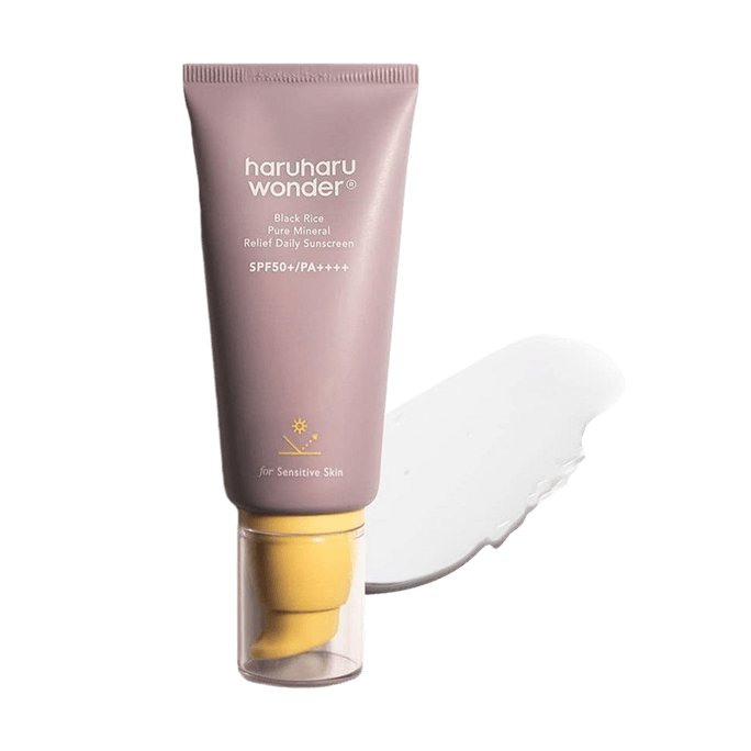 Black Rice Pure Mineral Relief Daily Sunscreen, SPF50+·PA++++, 1.69 fl.oz. - Lightweight, Satin Finish, Sensitive Skin