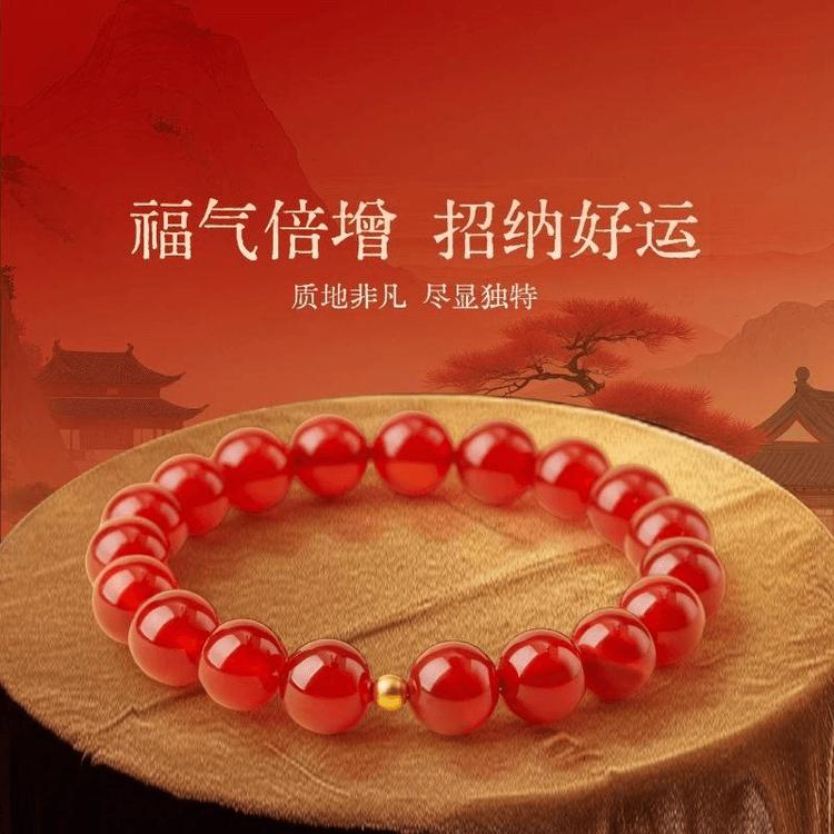 中国直送] 普陀山赤瑪瑙ブレスレット、女性用公式天然水晶ラッキー