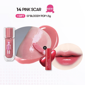 Dewy Gel Maxi Gloss, #14 PINK SCAR +Watery Tok Tint MINI #7 BLOODY POP【NETFLIX Squid Game: Limited Edition】