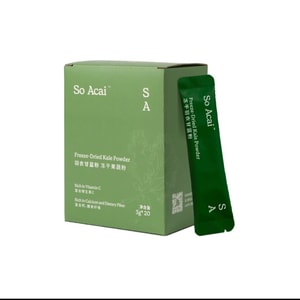 【中国直邮】 巴西 SOACAI 冻干羽衣甘蓝粉膳食纤维蔬菜粉青汁燕麦片奶昔  60g/盒