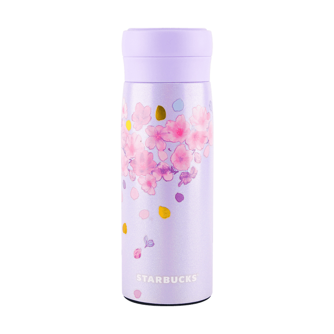 Cherry Blossom Sakura Stainless Steel Bottle Purple 325ml