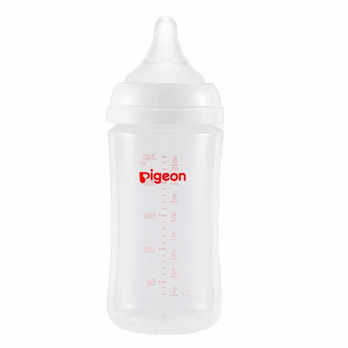 日本のPIGEON 哺乳瓶 新生児 PPボトル 幅広直径 ナチュラルでリアルな模造母乳 第3世代 240ML Mおしゃぶり付き (3-6ヶ月)