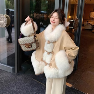 [중국에서 온 다이렉트 메일] HSPM 새 가짜 여우 모피 다용도 루즈 한식 재킷 밀크 브라운 S