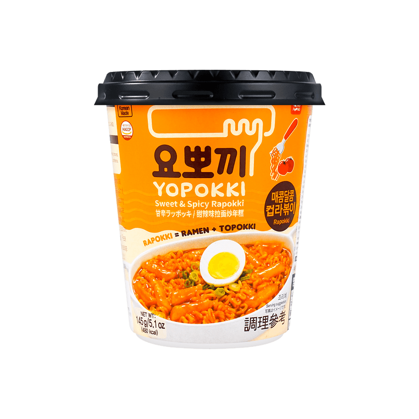 韩国YOPOKKI 拉面+炒年糕 甜辣口味 杯装 145g【韩式经典 双重口感】