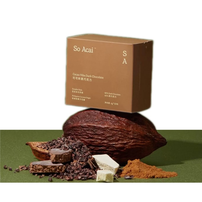 【中国直邮】 巴西 SOACAI 每日黑巧碎零食可可脂烘焙开袋即食可可碎黑巧60g*1盒