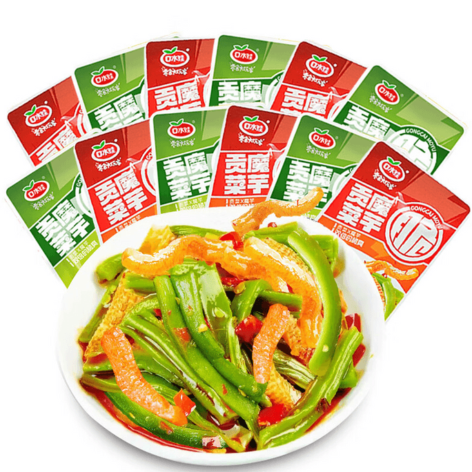 【中国直邮】 口水娃 贡菜魔芋30包 混合味 开袋即食  休闲零食小吃 300g