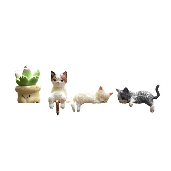 Car Party Decoration Car Accessories Smiling Face Plant + Sitting Cat + White Cat + Grey Cat *1 Set