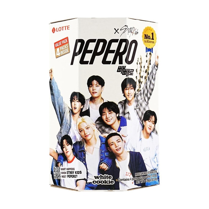 PEPERO White Chocolate Cookie Biscuit Stick ,4packs 4.51oz【Stray Kids Pick】【Packing May Vary】