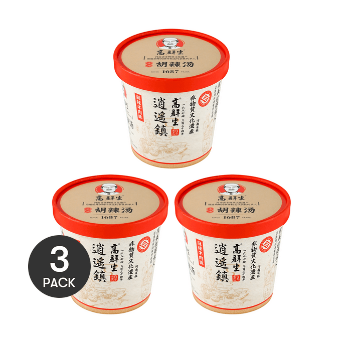 【超值裝】高群生 逍遙鎮 胡辣湯 麻辣牛肉味 77g*3盒