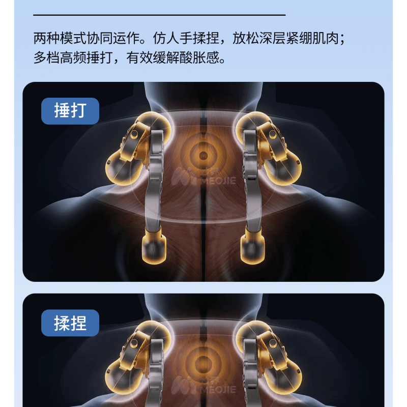 【中国直邮】 妙界 R9揉捶肩颈按摩仪艾灸碳热敷捶腰背部颈椎按摩器 陨石灰 一个装