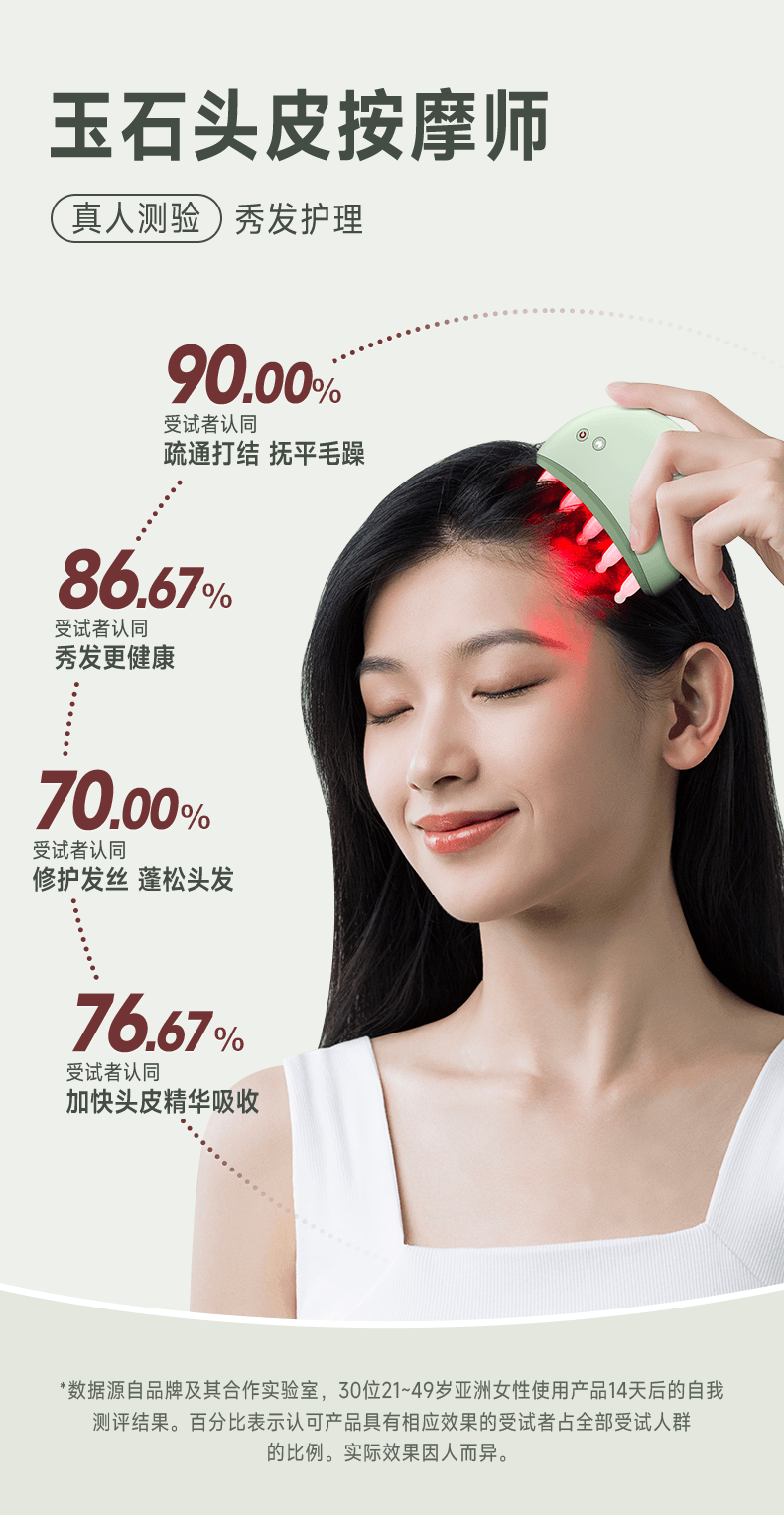 【中国直邮】 科爱元素 玉石小月梳头部按摩仪器电动头皮经络生发梳红光按摩梳子 头皮按摩新款【高档礼盒装 绿壳小月梳】 1个