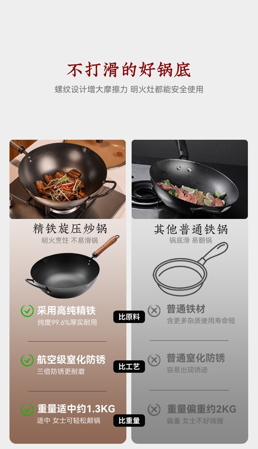 Comparable To A Thousand-yuan Pole Iron Pot Thickened Pot Bottom 0 Coating 3 Times Stainless Steel 33CM