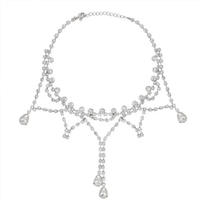 【中国直邮】 HSPM 派对lady~晚会趴体闪闪满钻水钻项链新款高级设计感 1条