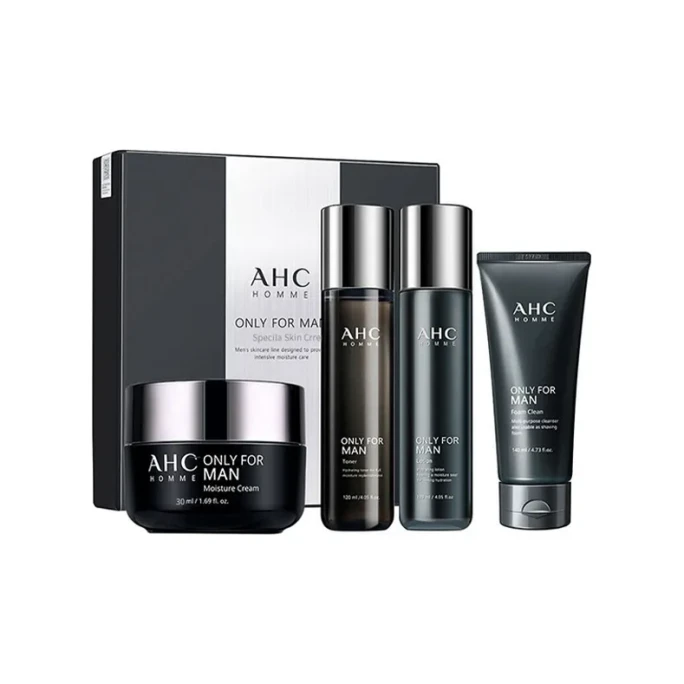 Men's Skincare Set - Toner 120ml + Lotion 120ml + Facial Cleanser 140ml 4-Piece Kit