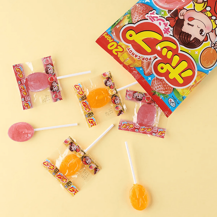 FUJIYA Lollipop Candy Strawberry & Mango Flavor 20pops, 4.02