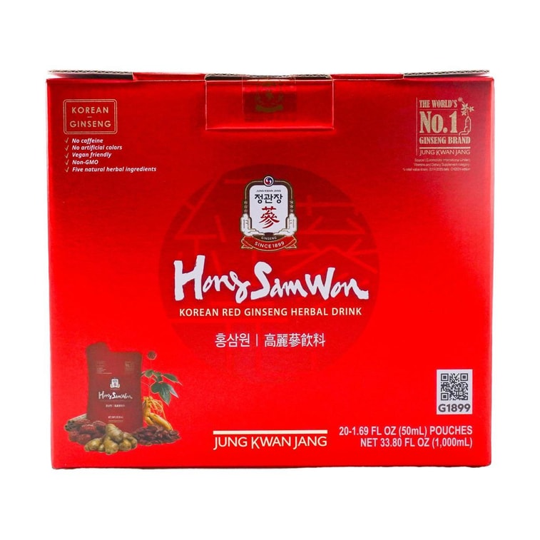 韓國CHEONG KWAN JANG正官莊 紅參園滋養養顏6年根高麗參飲品 上班族必備 50ml*20袋入 12