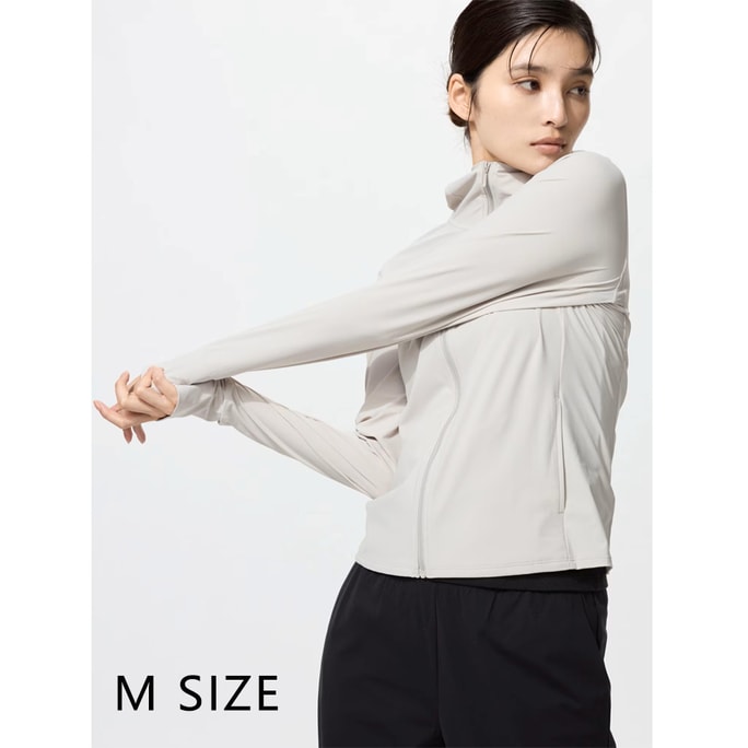 【日本直邮】 日本 优衣库 女裝 防紫外線拉鏈連帽外套 防曬衣 淺灰色 M碼 1件